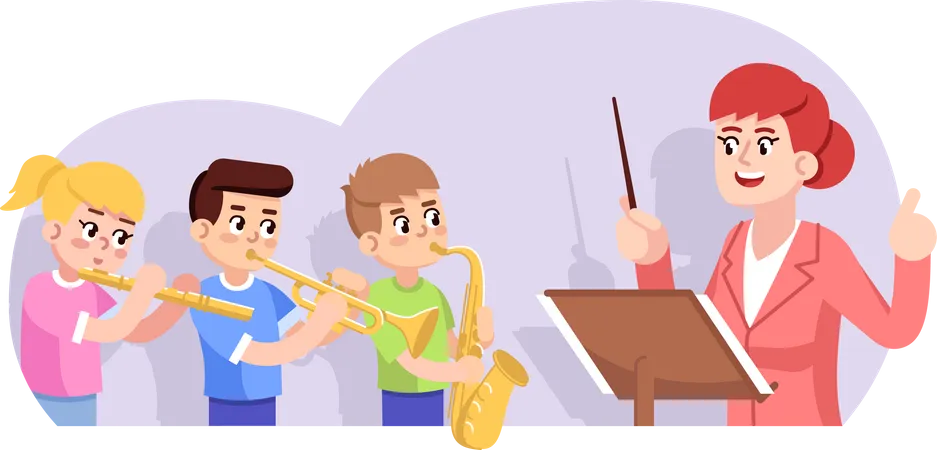 Répétition d'un orchestre d'enfants  Illustration