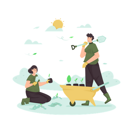 Replanting tree  Illustration