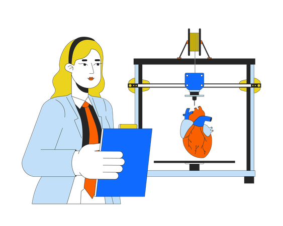Réplica de coração impressa em 3D  Ilustração