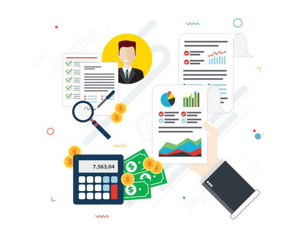 Report with investment data  Illustration