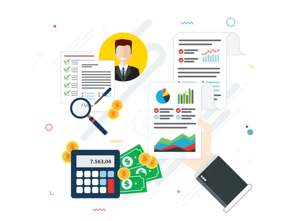 Report with investment data  Illustration