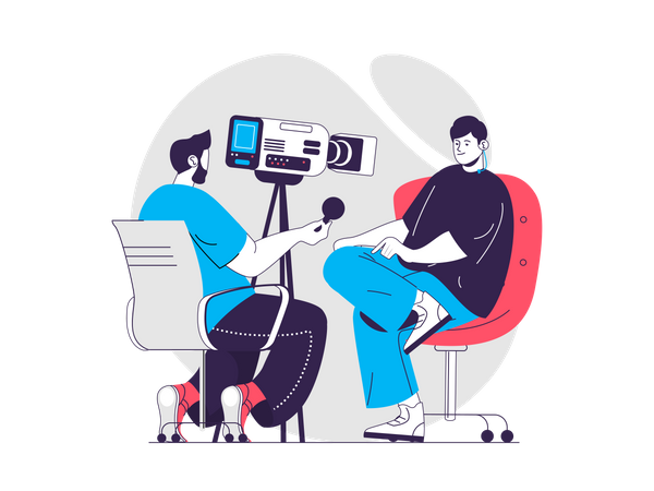 Repórter dando entrevista  Ilustração