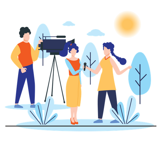 Repórter dando entrevista  Ilustração