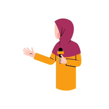 Personagem Reporter Hijab Ilustração