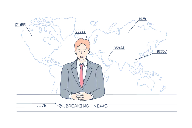 Repórter está transmitindo notícias ao vivo  Ilustração