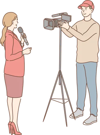 Reporter is giving interview  Illustration