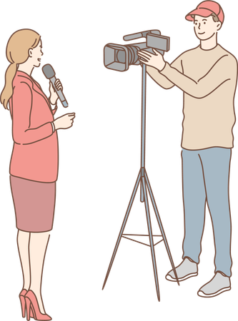 Reporter is giving interview  Illustration