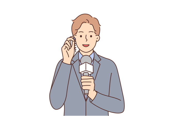 Reporter is streaming live news  イラスト