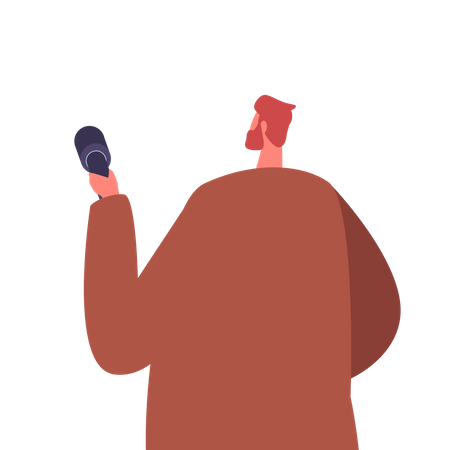 Repórter masculino segurando microfone para entrevista  Ilustração