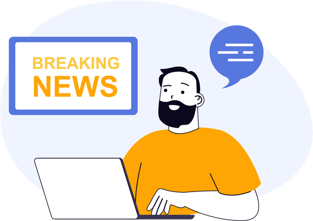 Reporter posts breaking news online  Illustration