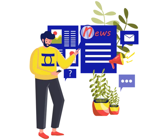 Reporter Research On News Illustration