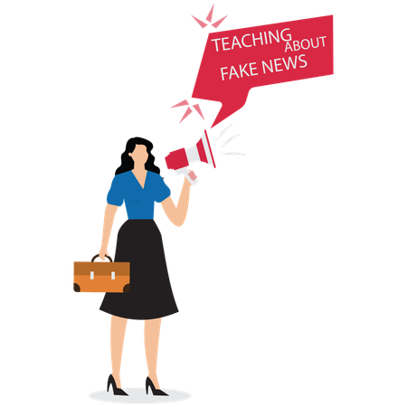 Reporter spreading fake news  Illustration