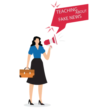 Reporter spreading fake news  Illustration