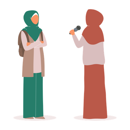 Reporterin interviewt muslimische Frau  Illustration