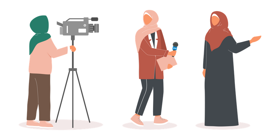 Reportero de noticias musulmán  Ilustración