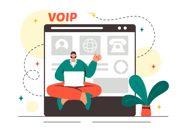 Le représentant offre des services VoIP aux utilisateurs  Illustration