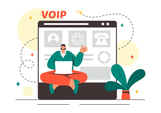 Le représentant offre des services VoIP aux utilisateurs  Illustration