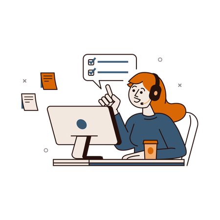 Representante de atención al cliente atendiendo al cliente  Ilustración