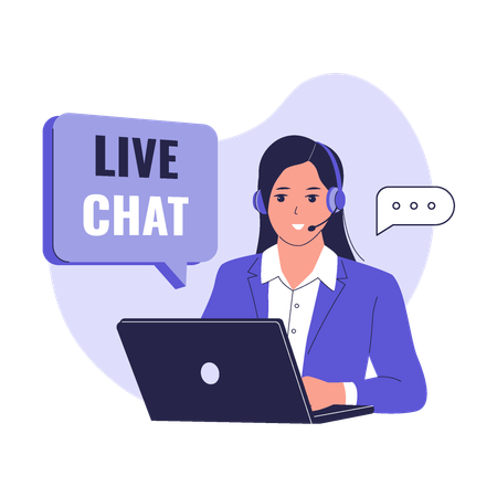 Representante de atención al cliente mediante chat en vivo  Ilustración
