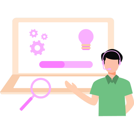 Representative is doing web monitoring  Illustration