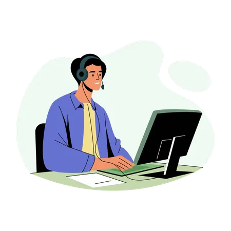 Representative talks with client  Illustration
