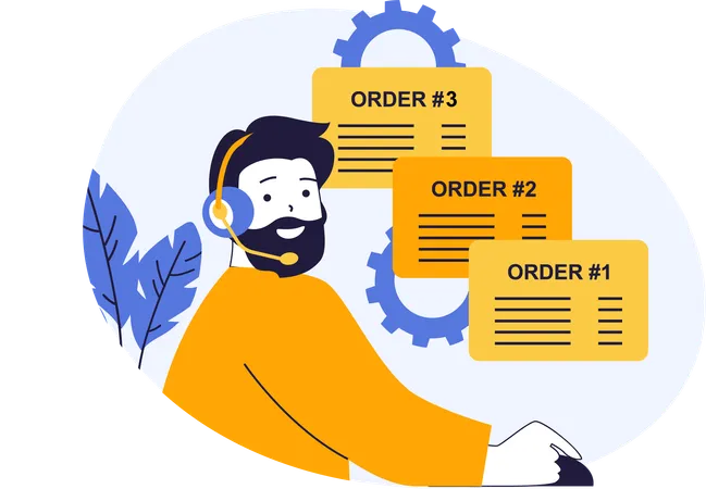 Representative working on order deliveries  Illustration