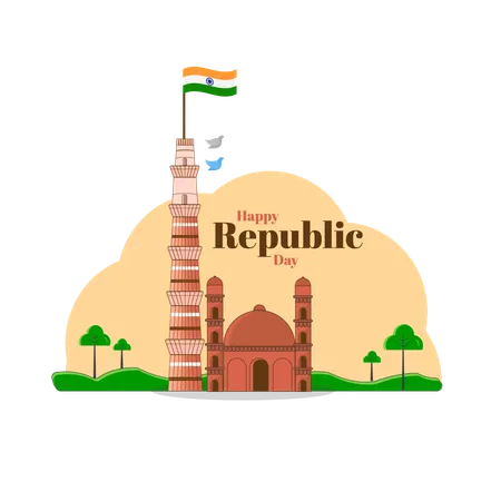 Republic-day at Qutub Minar  Illustration