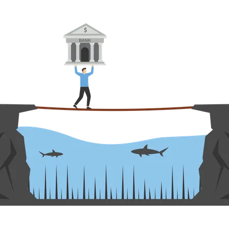 Rescate del gobierno para ayudar a los bancos a salir de la quiebra y evitar su caída mediante inyección  Ilustración
