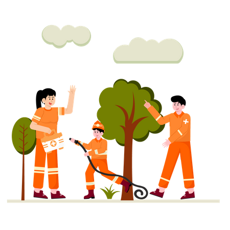 Rescue Operation Team  Illustration