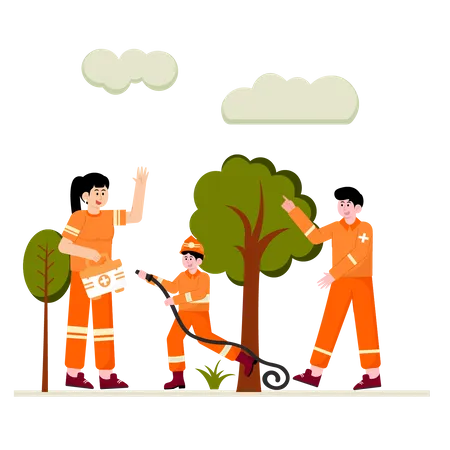 Rescue Operation Team  Illustration