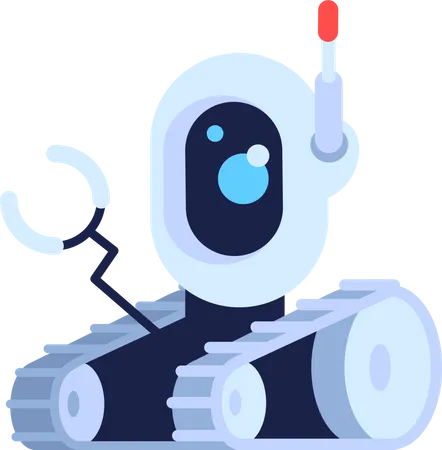 Rescue Robot Illustration Full Sized Item On White Providing Data Through Camera Technology For Helping First Responders Isolated Modern Cartoon Style Illustration For Graphic Design And Animation 일러스트레이션