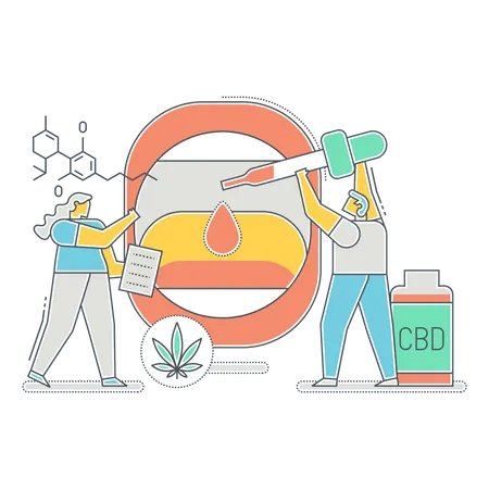Research team finding use of CBD oil Illustration