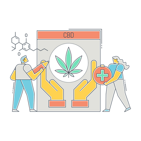 Research team working on CBD oil  Illustration