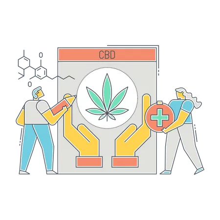 Research team working on CBD oil  Illustration