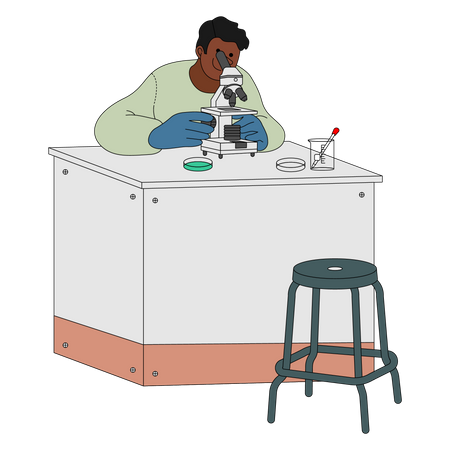 Research using microscope  Illustration