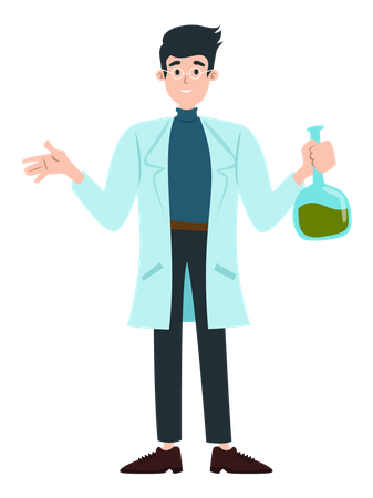 Researcher doing chemical research Illustration