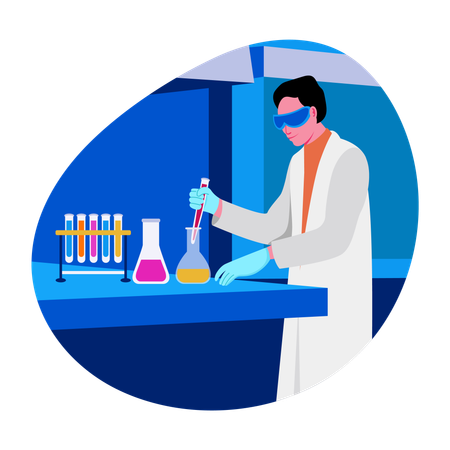 Researcher doing lab experiment  Illustration