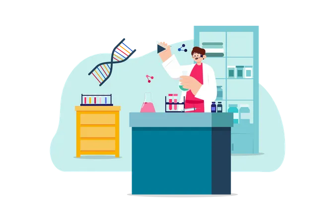 Researcher doing research in lab  Illustration