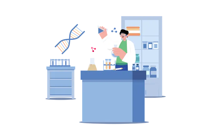 Researcher doing research in lab  Illustration