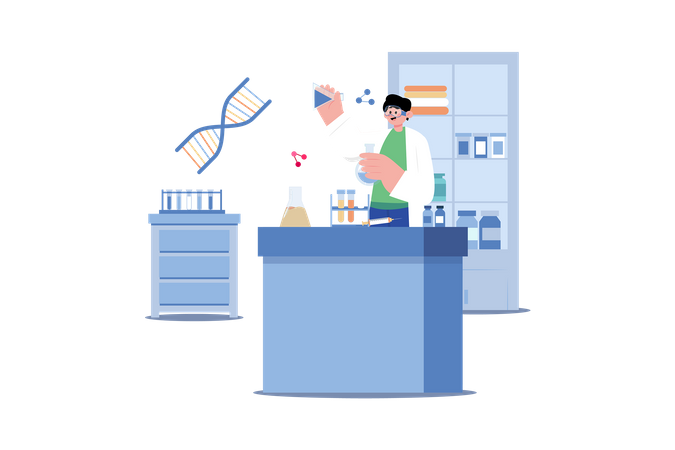 Researcher doing research in lab  Illustration