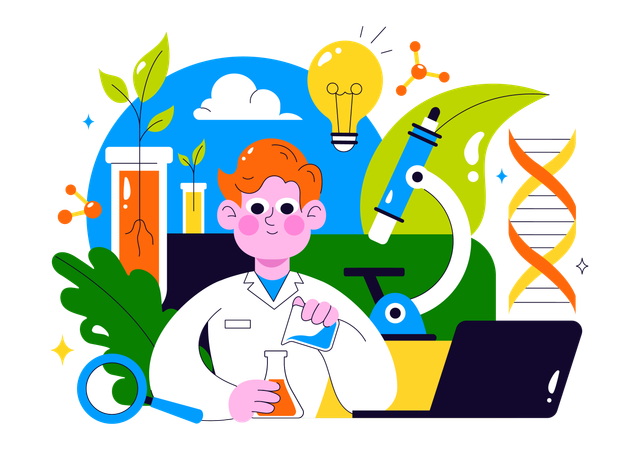 Researcher explains about Biotechnology Innovation  Illustration
