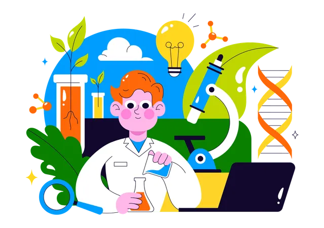 Researcher explains about Biotechnology Innovation  Illustration
