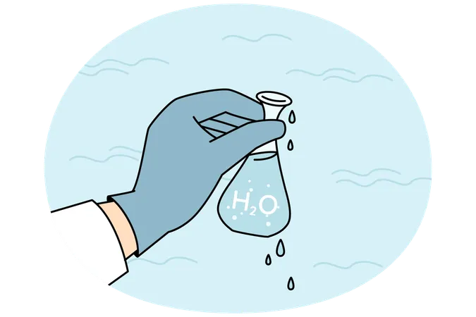 Researcher hold tube with water sample  Illustration