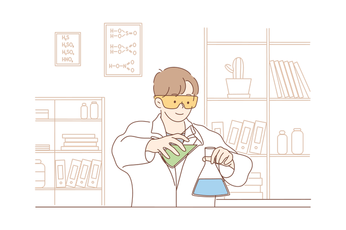 Researcher is doing chemistry experiments  Illustration