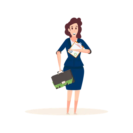 Researcher lady holding Survey clipboard  Illustration