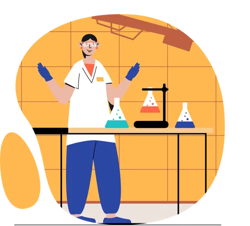 Researcher performs chemical test  Illustration