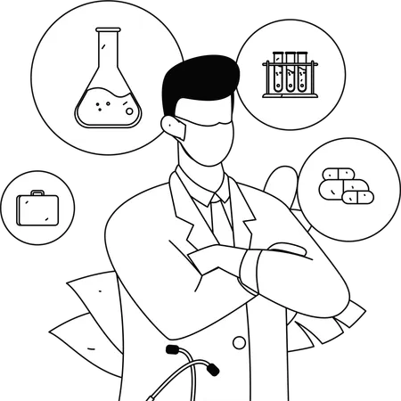 Researcher performs experiments on vaccines  Illustration