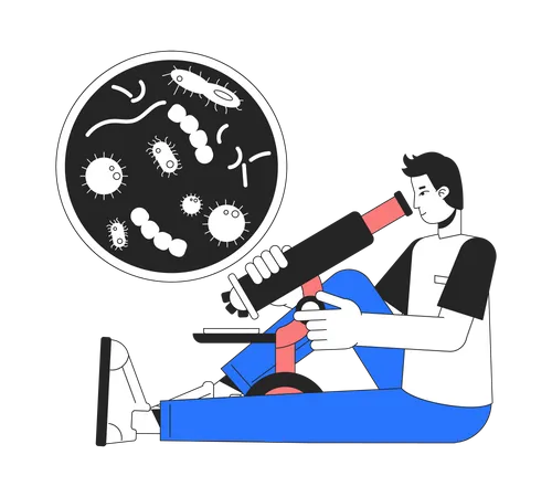 Researcher using microscope  Illustration