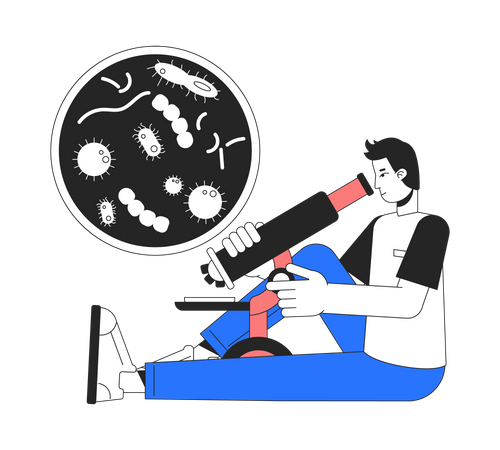 Researcher using microscope  Illustration