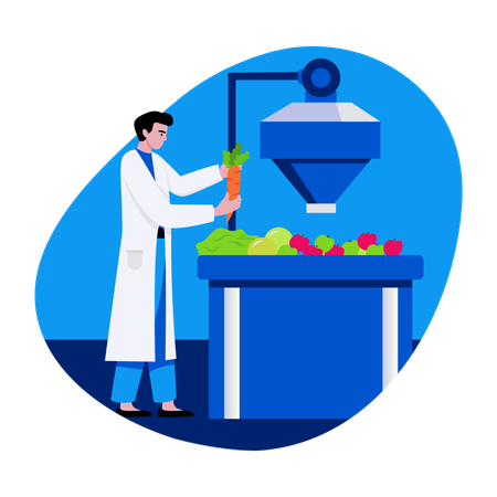 Researcher working on food processing  Illustration